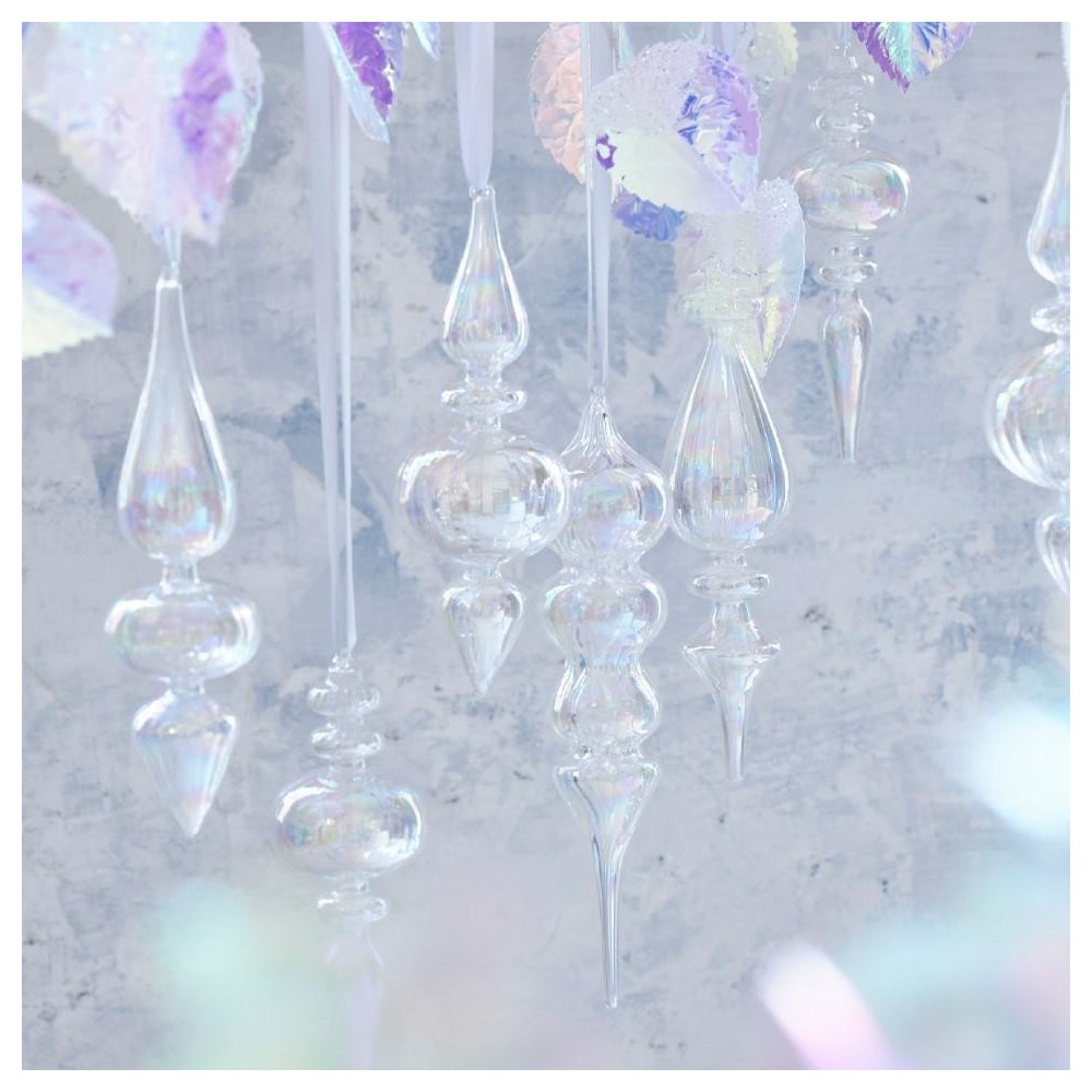 ADDOBBO VETRO H.26CM. TRASPARENTE 3 ASSORTITI